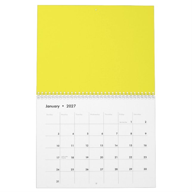 Enhance Your Design with Yellow Background  Calendar (Jan 2027)