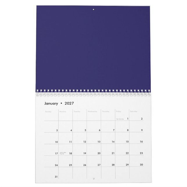 Enhance Your Home Decor with a Stylish Blue  Calendar (Jan 2027)