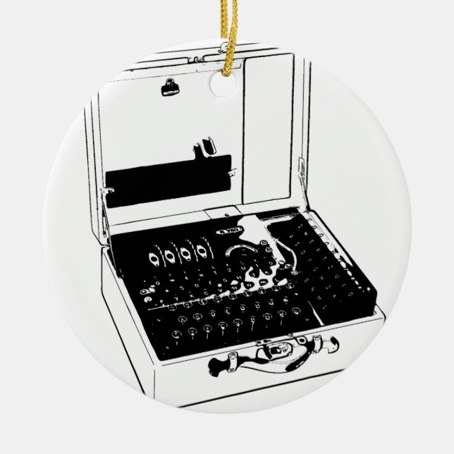 Enigma Machine Cryptography World War II Ceramic Tree Decoration (Front)