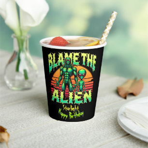 Enigmatic Aliens Beneath Mystical Sunset Paper Cups