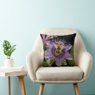 Enigmatic Beauty:  the Purple Passion Flower Cushion
