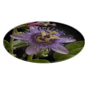 Enigmatic Beauty: the Purple Passion Flower Cutting Board