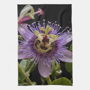 Enigmatic Beauty: the Purple Passion Flower Tea Towel
