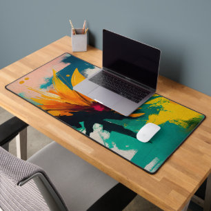 Enigmatic Blossom – A Dance Of Color And Motion Desk Mat