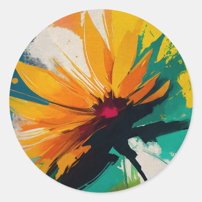 Enigmatic Blossom – A Dance Of Colour And Motion Classic Round Sticker (Front)