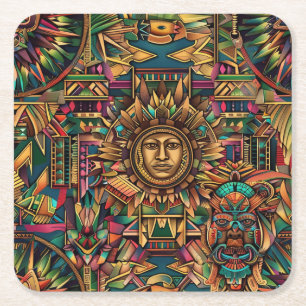 Enigmatic Blue "Aztec Dream" Drink Coasters