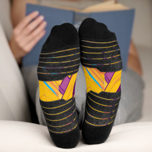 Enigmatic Brazilian Woman in Vibrant Pop Art Socks