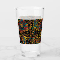 Enigmatic Cerulean "Aztec Dream" Art Glass Tumbler