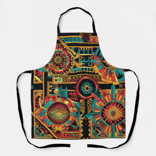 Enigmatic Cyan "Aztec Dream" Cocina Apron