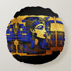 Enigmatic Egyptian Pharaonic Manuscripts Round Cushion