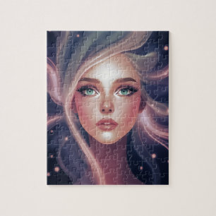 Enigmatic Emerald Eyes Goddess Jigsaw Puzzle