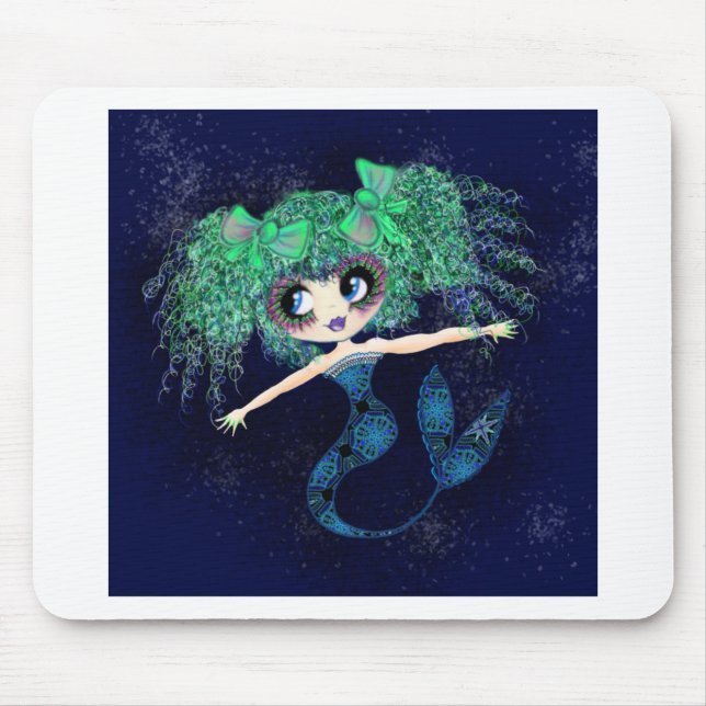 Enigmatic Kawaii Mermaid girly gifts Mouse Pad (Front)