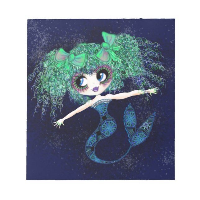 Enigmatic Kawaii Mermaid girly gifts Notepad (Front)