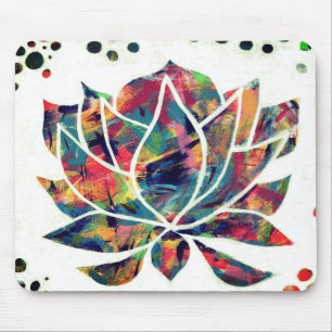 Enigmatic Oriental Lotus Flower Original Abstract  Mouse Pad
