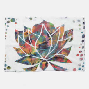 Enigmatic Oriental Lotus Flower Original Abstract Tea Towel