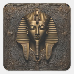 Enigmatic Pharaoh Sticker: Golden Elegance Square Sticker