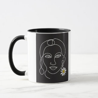 Enigmatic Woman - line art Design Mug