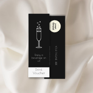 Enjoy a Beverage on us   Logo Black Drink Voucher Mini Business Card