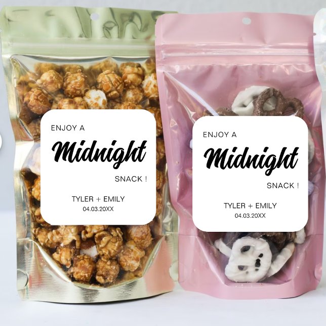 Enjoy a Midnight Snack Wedding Treat Bridal Shower Square Sticker (Creator Uploaded)