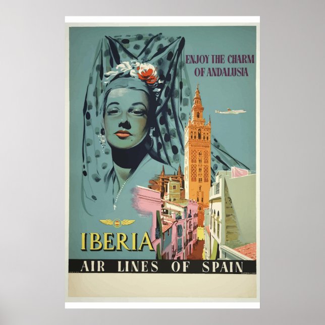 Enjoy Andalusia Spain Air Line Travel Poster (Front)