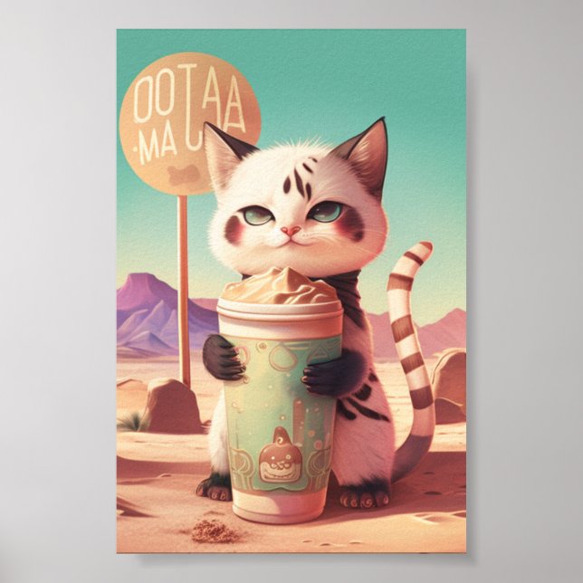 Enjoy Boba Tea Cat Anywhere with a Custom Poster (Front)
