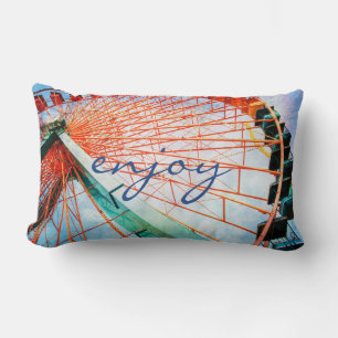Enjoy Carnival Ferris Wheel Photo Colourful Bold Lumbar Cushion