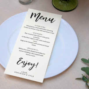Enjoy Charming Calligraphy Elegant Wedding Menu