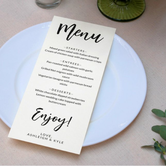 Enjoy Charming Calligraphy Elegant Wedding Menu (Creator Uploaded)
