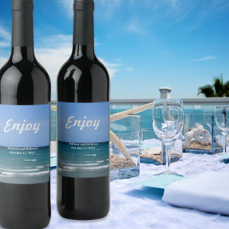 Enjoy Clear turquoise beach celebration Wine Label