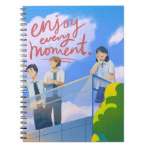 Enjoy Every Moment - Cute Anime School Notebook
