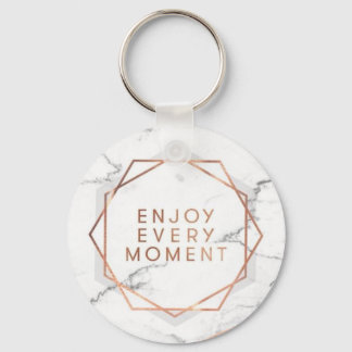 Enjoy Every Moment Rose Gold Marble Key Chain