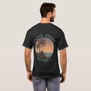 "Enjoy Every Sunset – Retro Beach " T-Shirt