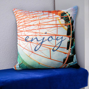 Enjoy Ferris Wheel Roller Coaster Carnival Photo Cushion