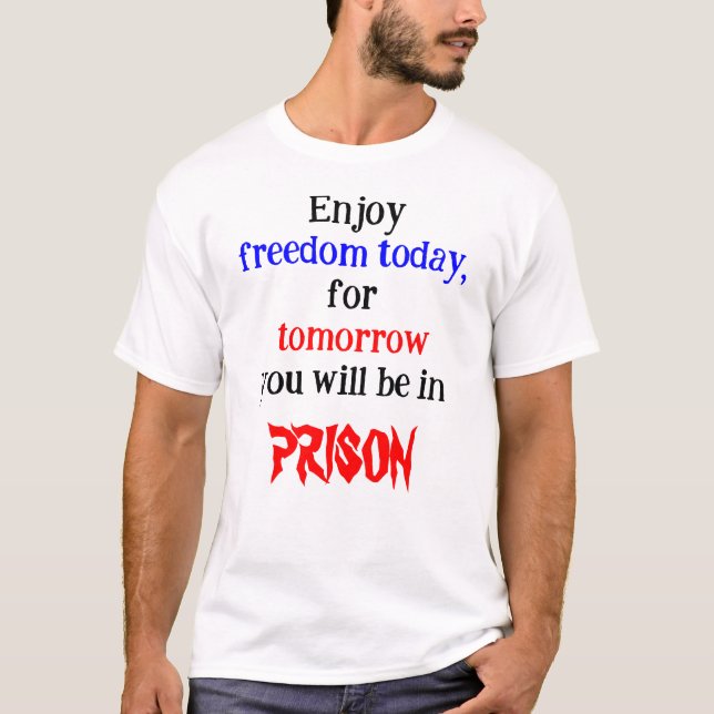Enjoy Freedom Today White Basic Men's T-Shirt (Front)