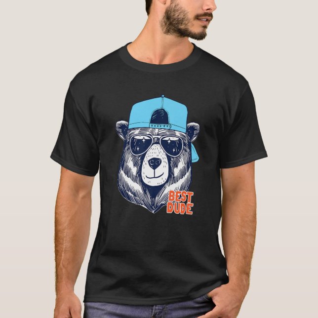 Enjoy Funny Cool Bear Tee S, Best Dude Bear Graphi (Front)