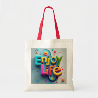 Enjoy Life" Colourful Motivational Tote Bag
