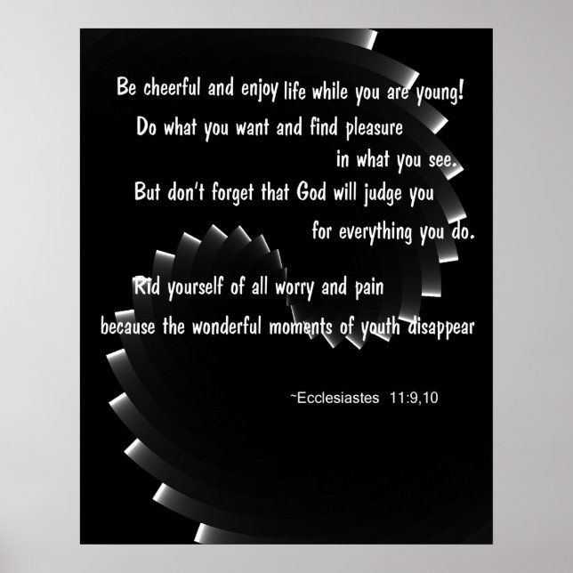 Enjoy life -Ecclesiastes 11:9,10 Poster (Front)
