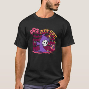 Enjoy Life Grateful Pastel Goth Grim Reaper Death T-Shirt