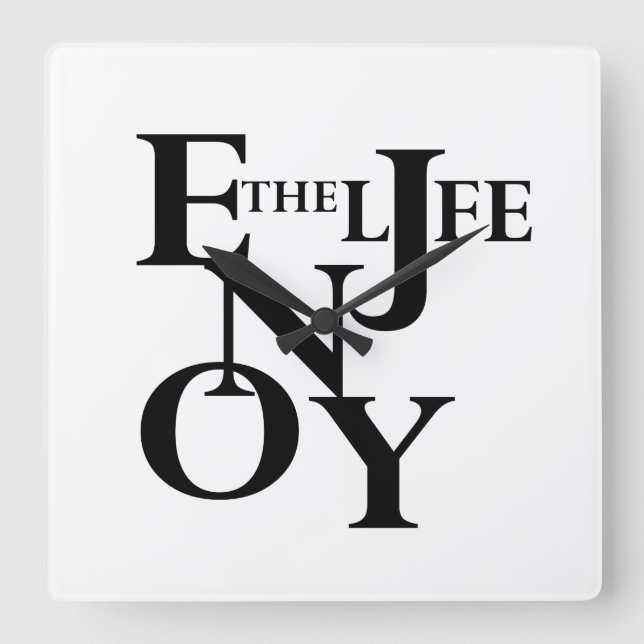 Enjoy life square wall clock (Front)