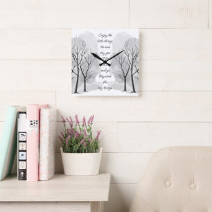 Enjoy Little Things Inspirational Life Quote Square Wall Clock