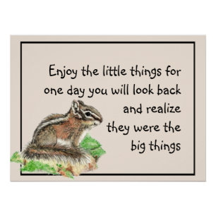 Enjoy Little Things Inspirational Quote Chipmunk Poster