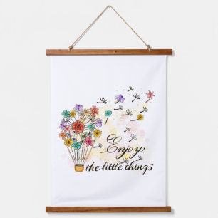 Enjoy Little ThingsFlowers Motivation Inspiration Hanging Tapestry