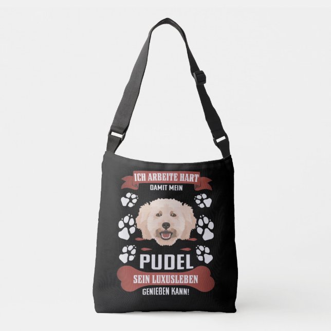 Enjoy Luxury Life, Miniature Poodle Crossbody Bag (Front)