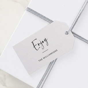 Enjoy   Minimalist Typography Personalised  Gift Tags