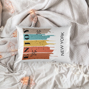 ENJOY NEWYORK, buildings, planes Travelling Decorative Cushion