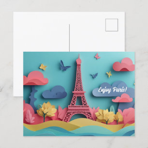 Enjoy Paris Paper Quilling Art Postcard