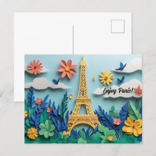 Enjoy Paris Paper Quilling Art Postcard