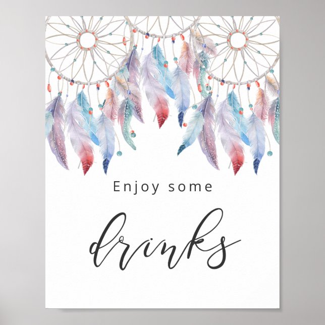 Enjoy Some Drinks Dreamcatcher Baby Shower Sign (Front)