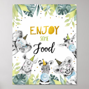 Enjoy Some Food Safari Party Animals Birthday Sign