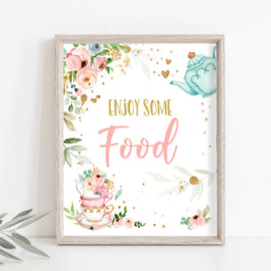 Enjoy Some Food Tea Party Baby Brewing Baby Shower Poster